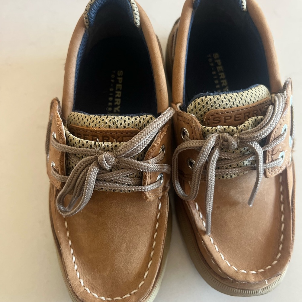 Sperry Kids Tan Leather Moccasin Boat Shoes
